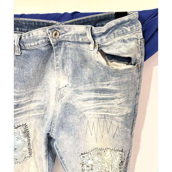 M. Society Politically Incorrect Men's Jeans Distressed Light Denim 40 x 32 Pant - Picture 4 of 16